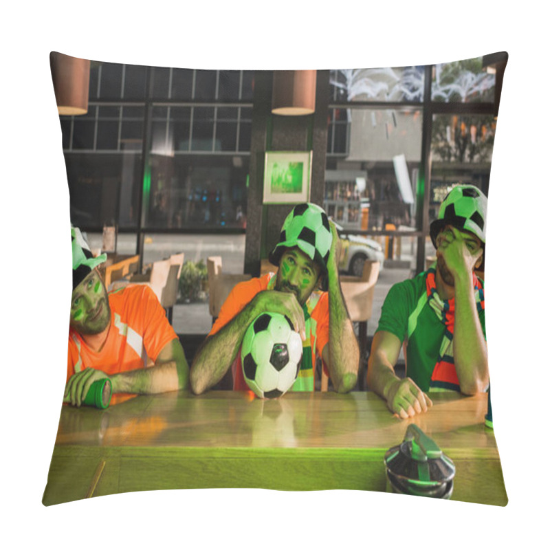 Personality  Football Fan Sitting With Ball And Watching Game With Friends Pillow Covers