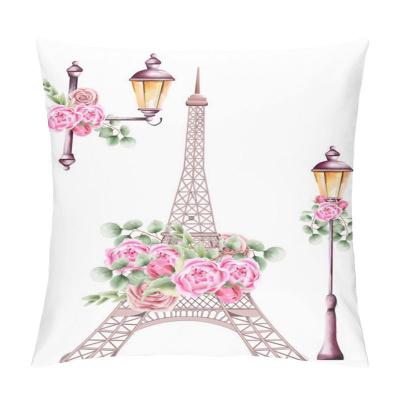 Personality  City Lamps Decorated With Rose Flower And Green Leaves Pillow Covers