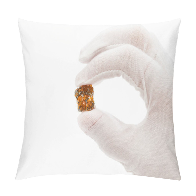 Personality  Fingers In White Glove Holds Spessartine Crystals Pillow Covers