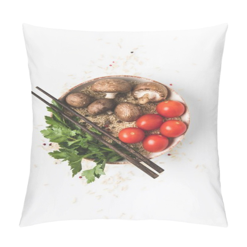 Personality  Top View Composition Of Chinese Cuisine Ingredients Isolated On White Pillow Covers