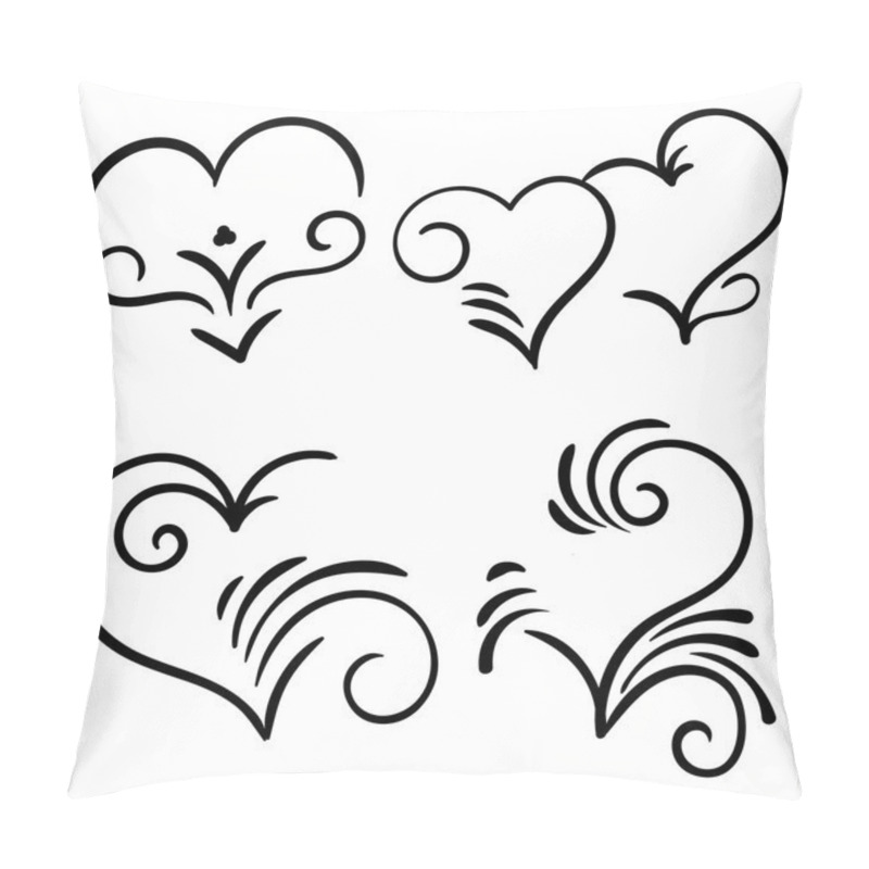 Personality  Hand Drawn Vector Swirl Heart Elements Pillow Covers