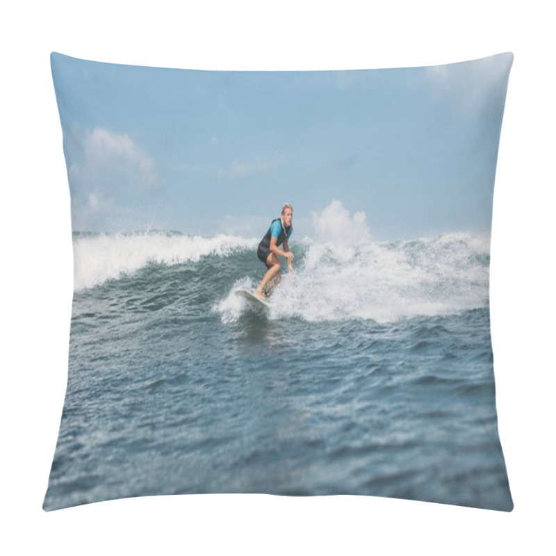 Personality  Surfer Riding Wave On Board In Ocean  Pillow Covers