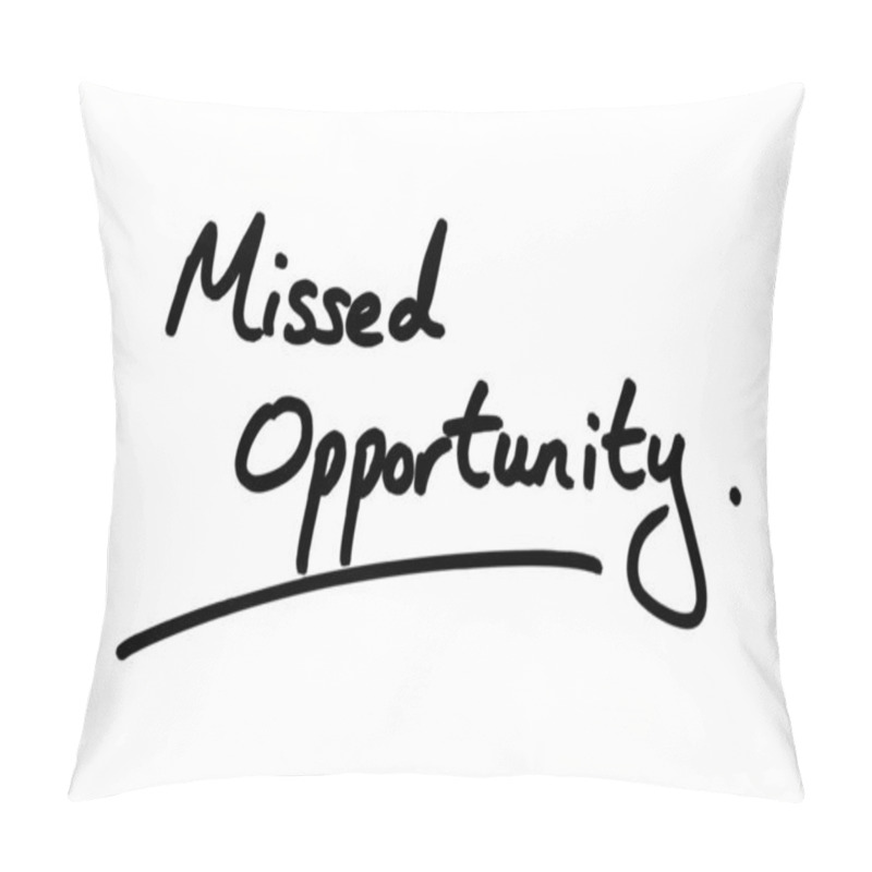 Personality  Missed Opportunity Handwritten On A White Background. Pillow Covers