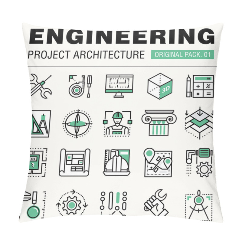 Personality  Modern Engineering Construction Big Pack. Thin Line Icons Archit Pillow Covers