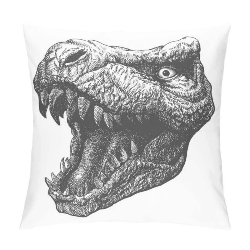 Personality  Tyrannosaurus Dinosaur . Hand Drawn. Vector Eps8 Pillow Covers