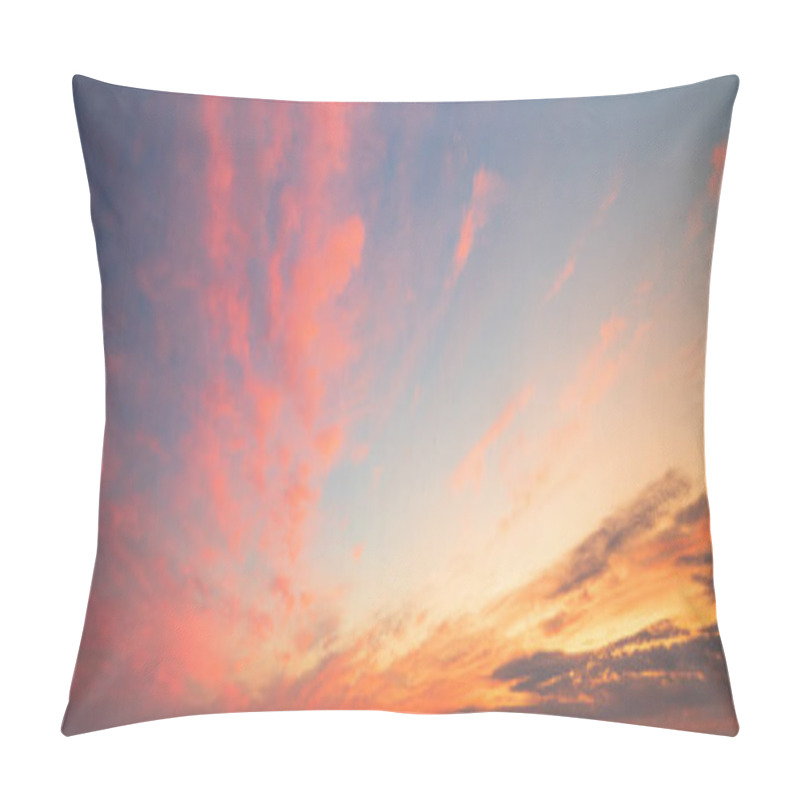 Personality  Beautiful Clouds Illuminated By Sunrise. Sky Background. Pillow Covers