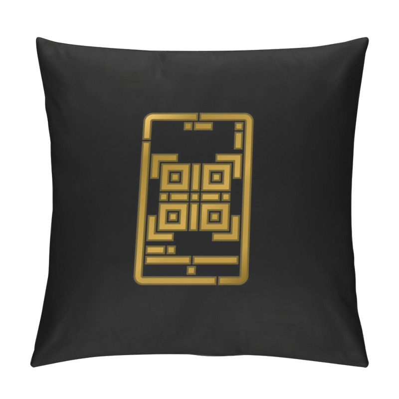 Personality  Barcode Gold Plated Metalic Icon Or Logo Vector Pillow Covers