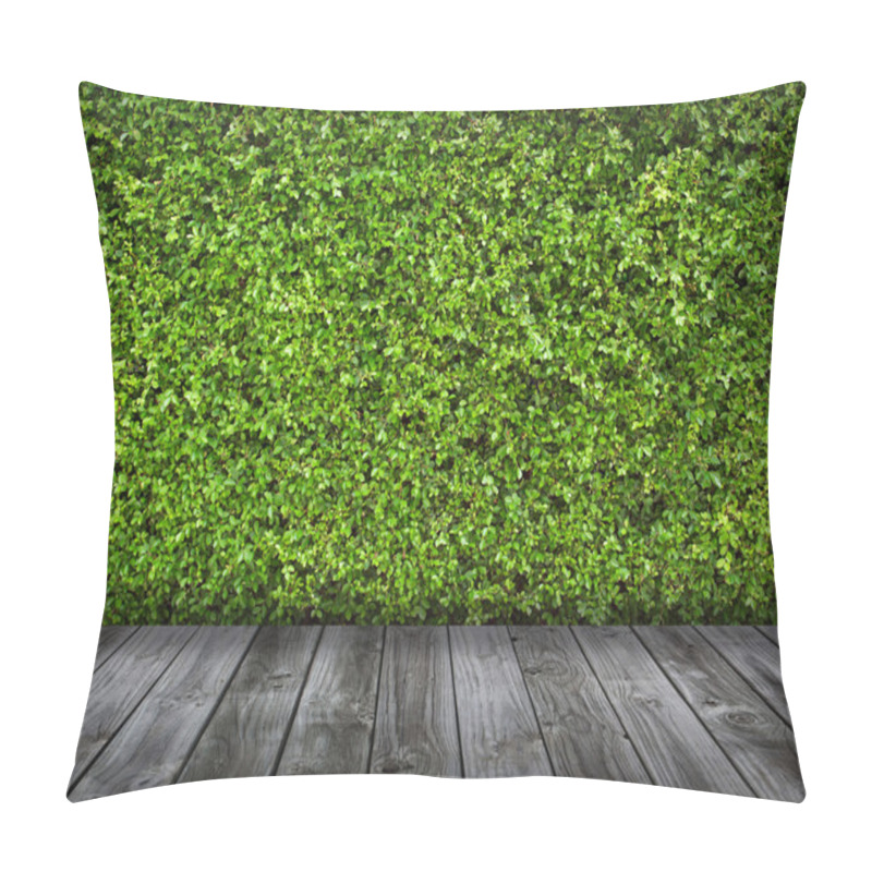 Personality  Green Leaves Wall And Old Wood Floor For Background Pillow Covers