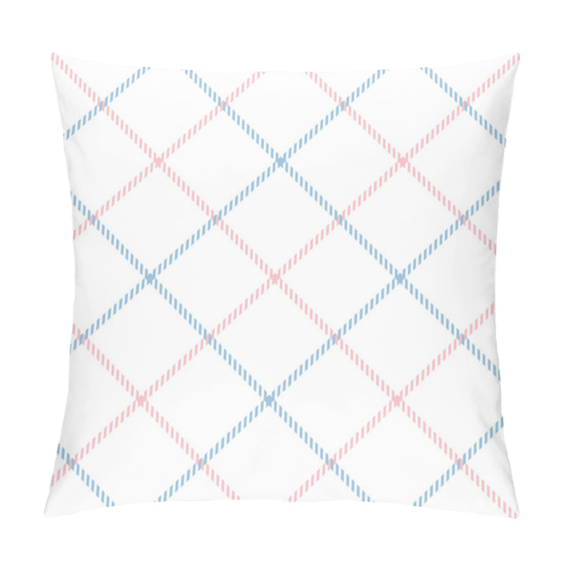 Personality  Tattersall Plaid Pattern In Pink, Blue, White. Seamless Tartan Check Plaid Graphic For Scarf, Skirt, Blanket, Throw, Or Other Modern Spring And Summer Fabric Print. Simple Classic Textured Design. Pillow Covers