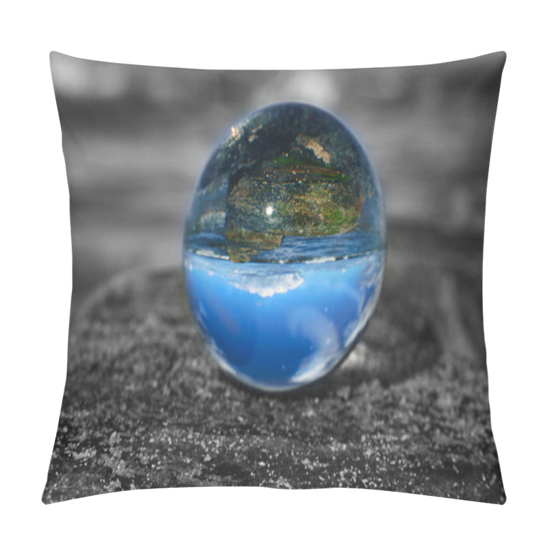 Personality  Glass Globe On The Beach Of The Baltic Sea. Black And White Photo With A Color Glass Ball Pillow Covers