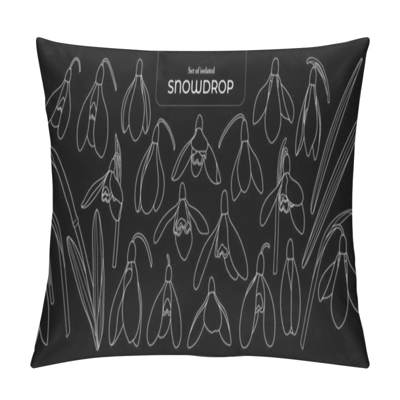 Personality  Set Of Isolated Cute Flower Illustration In Hand Drawn Style. White Outline On A Black Plain Background. Pillow Covers