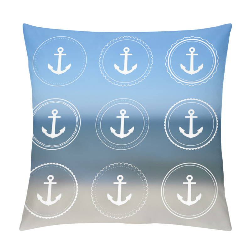 Personality  Anchor Set On Abstract Blurred Background. Pillow Covers