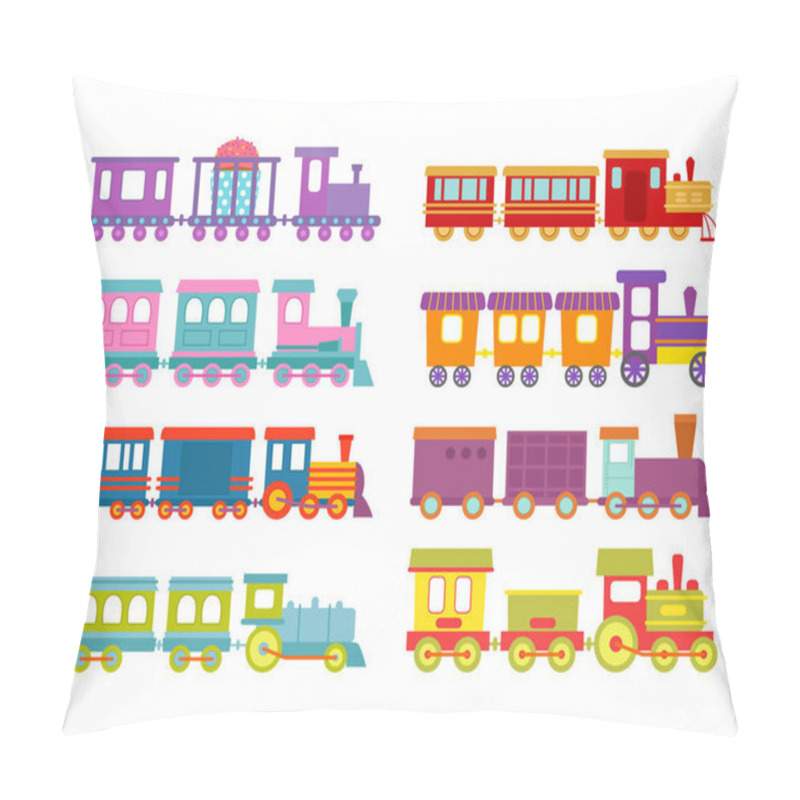 Personality  Game Gift Kids Train Vector Travel Railroad Transportation Toy Locomotive Illustration. Pillow Covers