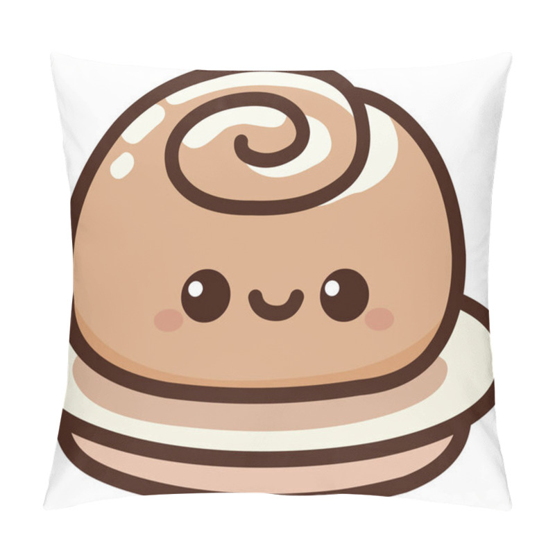 Personality  Cute Kawaii Cinnamon Roll With A Happy Face On A Plate Pillow Covers