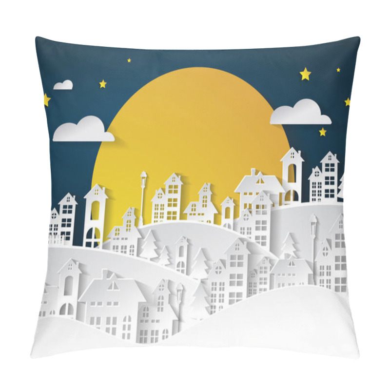 Personality  Paper Art Winter Snow Urban Countryside Landscape City Village W Pillow Covers