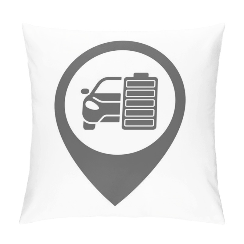 Personality  Car Charging Station Geo Point. Electric Car Icon Vector Sign Traffic Symbol Vehicle Technology Automobile. EPS 10 Pillow Covers