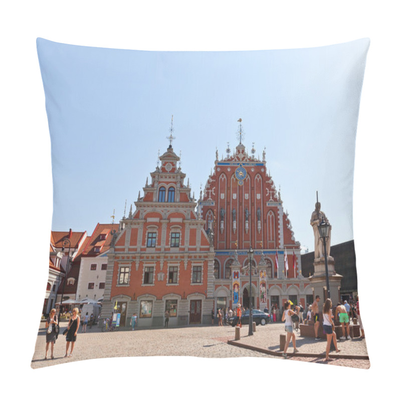 Personality  House Of Blackheads At Town Hall Square In Riga, Latvia Pillow Covers