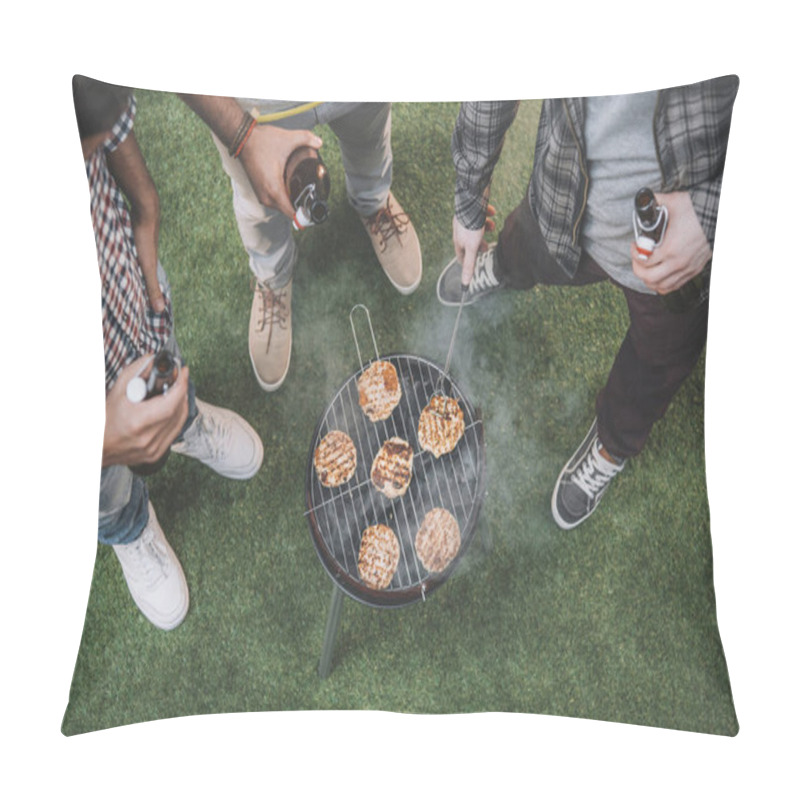 Personality  Friends Drinking Beer And Making Barbecue  Pillow Covers