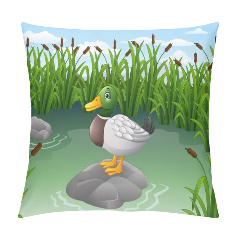 Personality  Cute Duck On The Rock Pillow Covers