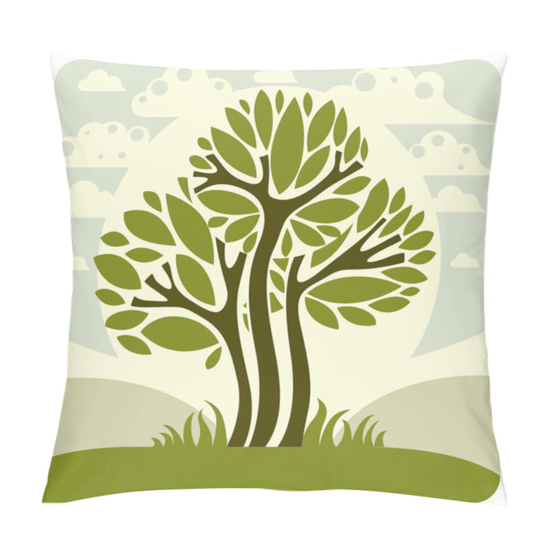 Personality  Fantasy Landscape With Stylized Trees Pillow Covers