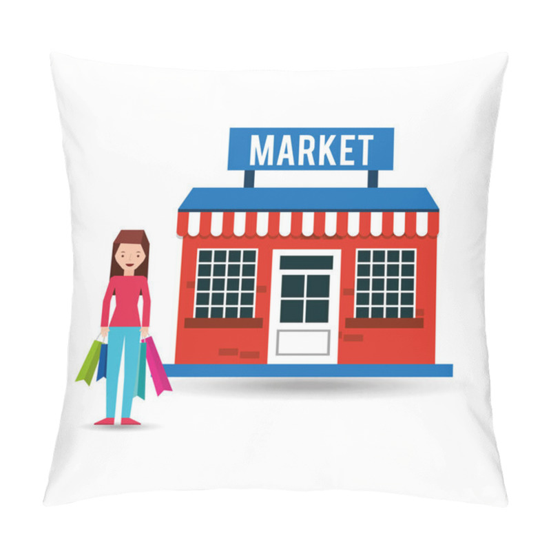 Personality  Girl Market Shopping Gift Buying Pillow Covers