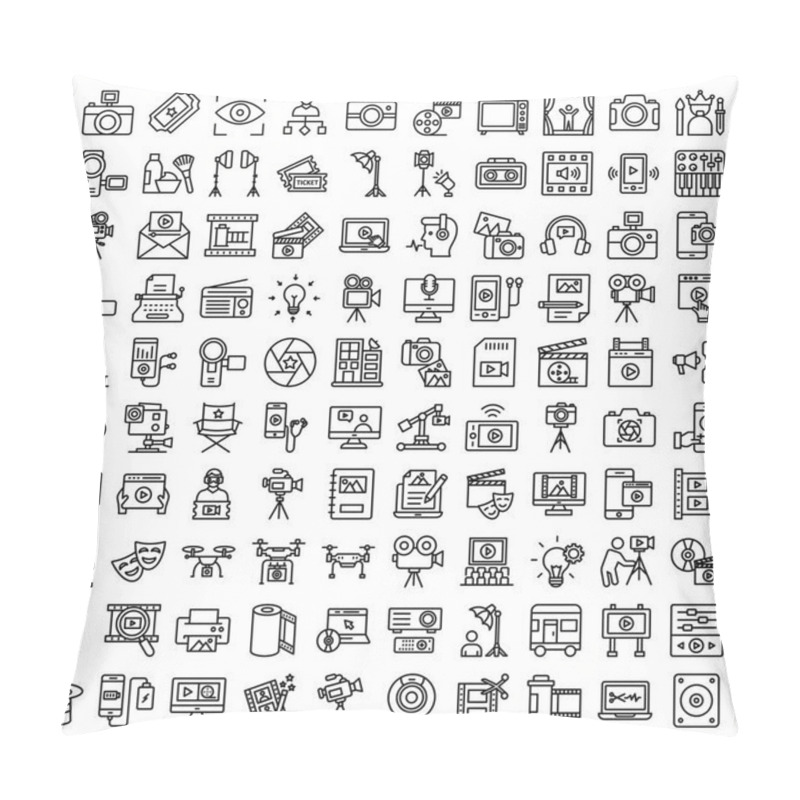 Personality  Video Shoot & Production Vector Icon Set Which Can Easily Modify Or Edit Pillow Covers