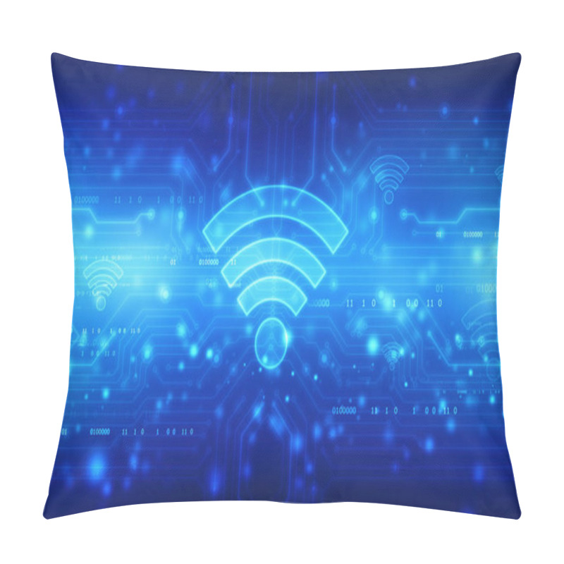 Personality  2d Illustration WiFi Symbol Sign, WiFi Internet Network Connection Background, Wireless Network Connection Background Pillow Covers