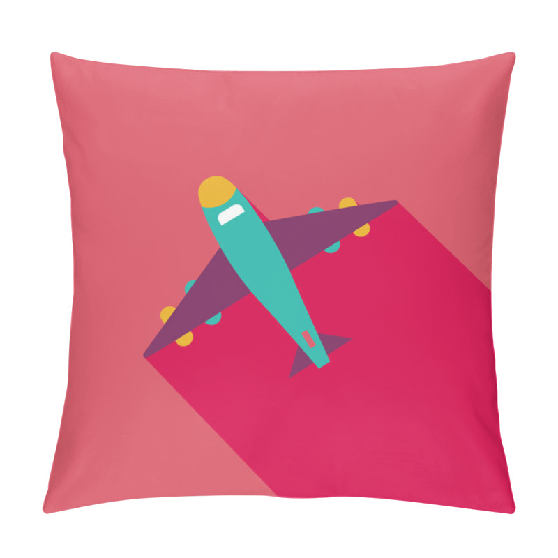 Personality  Airplane Flat Icon With Long Shadow Pillow Covers