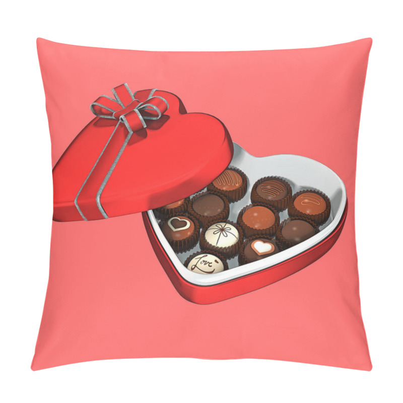 Personality  Graphic Line Art Style Illustration Of A Heart Shaped Box Of Chocolates.  Pillow Covers