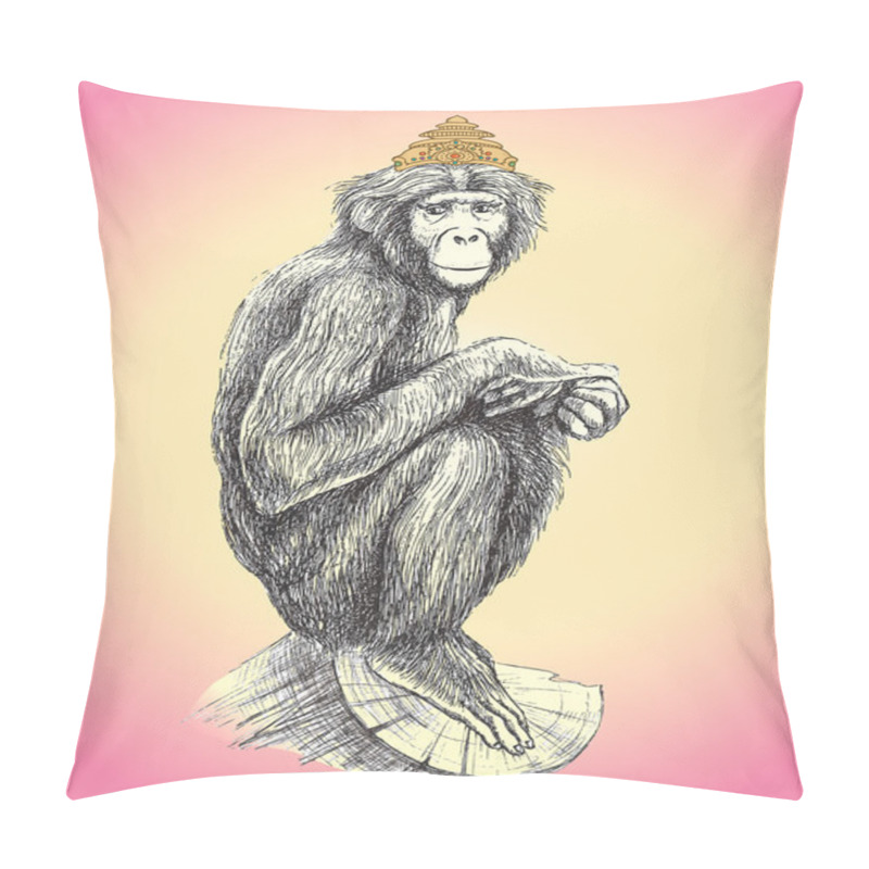 Personality  Monkey In The Crown. Pillow Covers