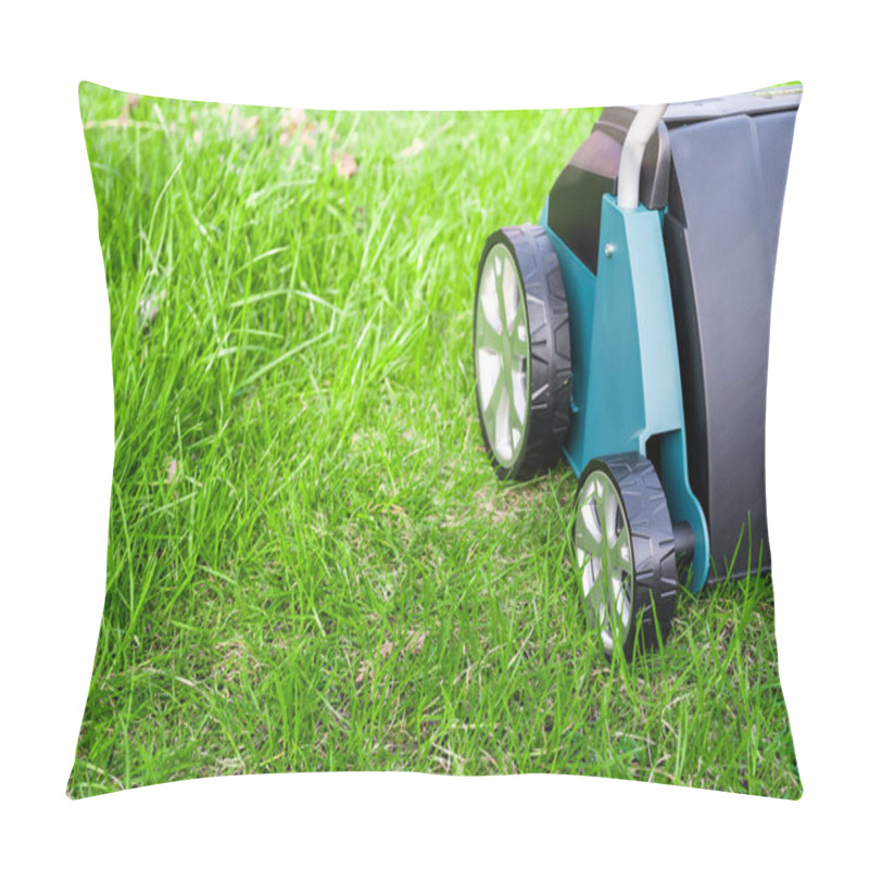 Personality  Scarifier On Green Grass. Work In The Garden. Pillow Covers