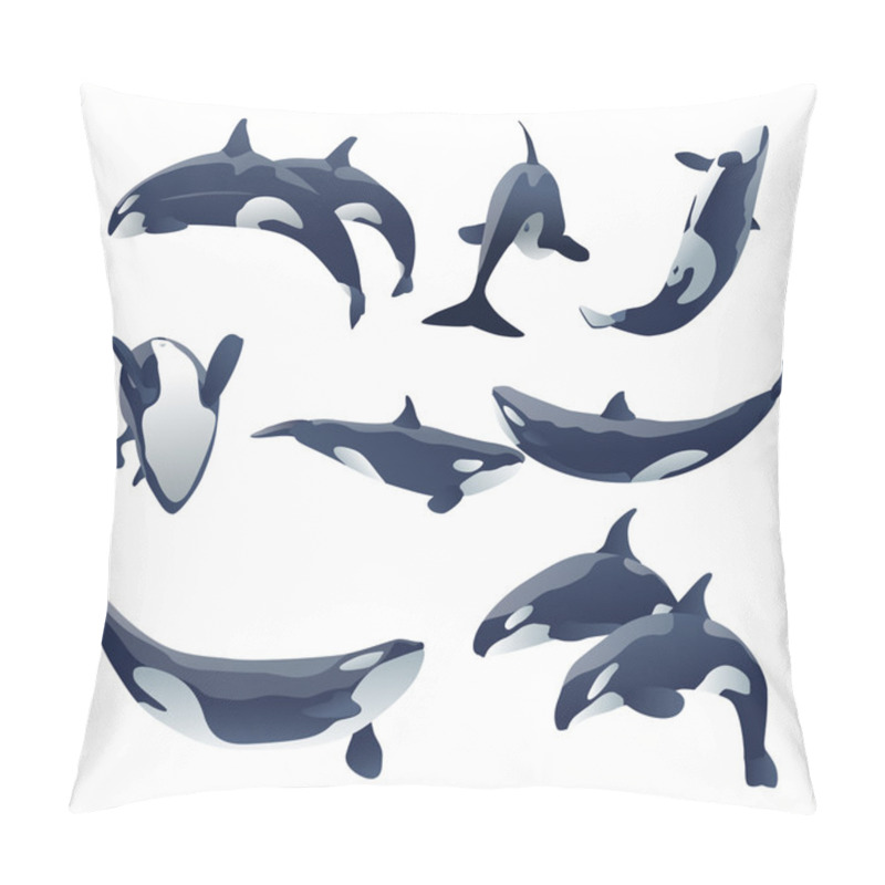 Personality  Shamu Killer Whale Show Vector Set Illustration Pillow Covers