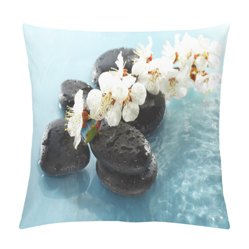 Personality  Spa Stones With Blooming Branch Pillow Covers