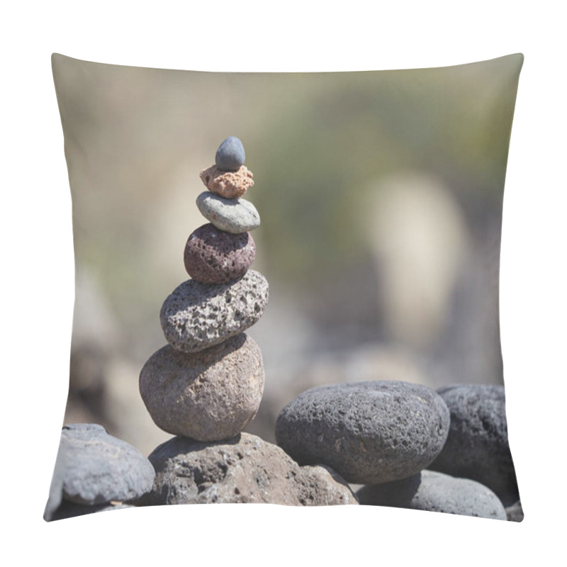 Personality  Stack Of Stones On The Beach - Ancient Ritual For Good Fortune And Prosperity Pillow Covers