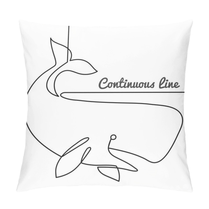 Personality  Continuous Line Drawing Of White Sperm Whale. Hand Drawn Simple Vector Illustration Pillow Covers