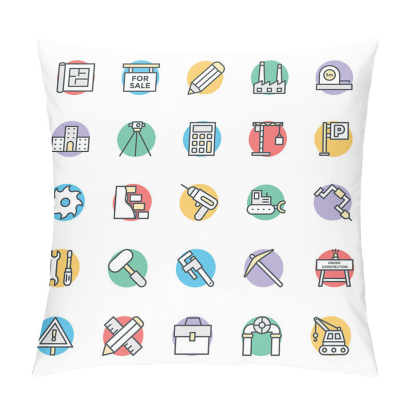 Personality  Construction Cool Vector Icons 4 Pillow Covers