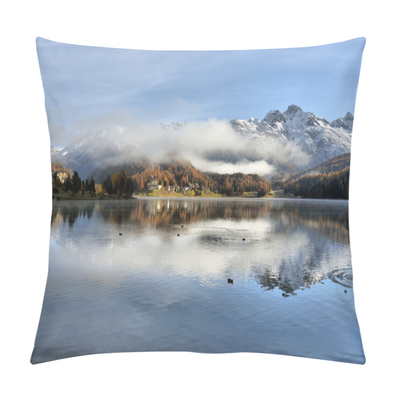 Personality  Lake St. Moritz With The First Snow In The Autumn Pillow Covers