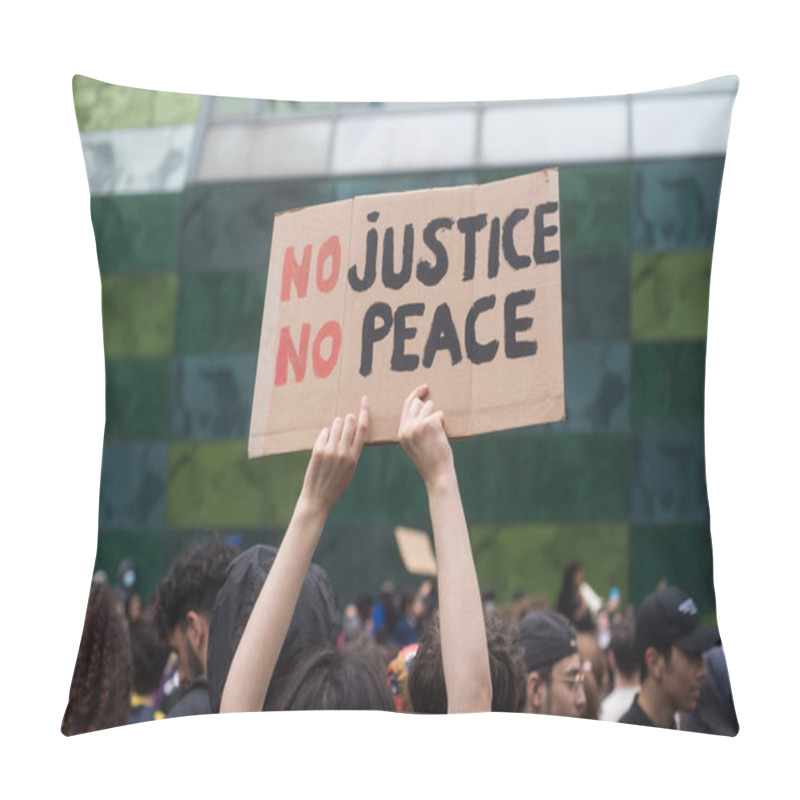 Personality  Mulhouse - France - 9 June 2020 - Portrait Of People Protesting In The Street Against The Racism For The Black Lives Matter Movement Pillow Covers