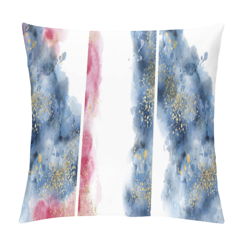 Personality  Watercolor Abstract Aquamarine, Background, Watercolour Blue, Pink And Gold Texture Vector Illustration Pillow Covers