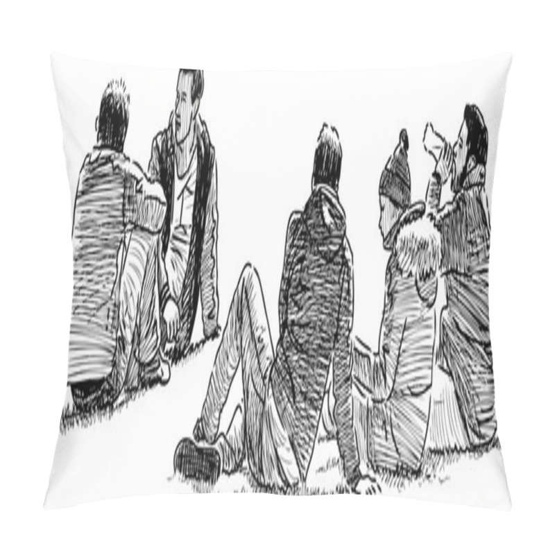 Personality  People On The Grass In A City Park Pillow Covers