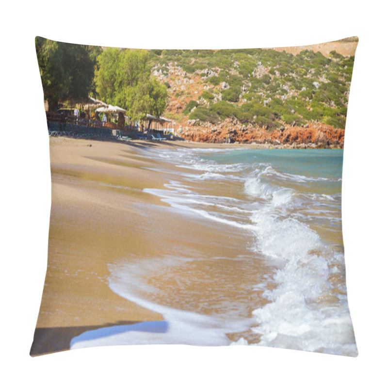 Personality  Sandy Beach Foamy Waves. Resort Village Bali Crete Pillow Covers