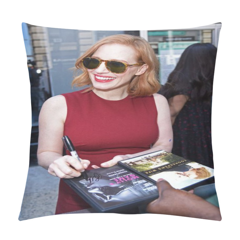 Personality  Jessica Chastain, Seen At BUILD Series To Promote WOMAN WALKS AHEAD Out And About For Celebrity Candids - TUE, , New York, NY June 26, 2018. Photo By: Derek Storm/Everett Collection Pillow Covers