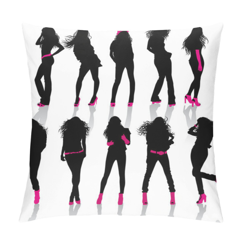 Personality  Silhouettes Of The Girls With Accessories Pillow Covers