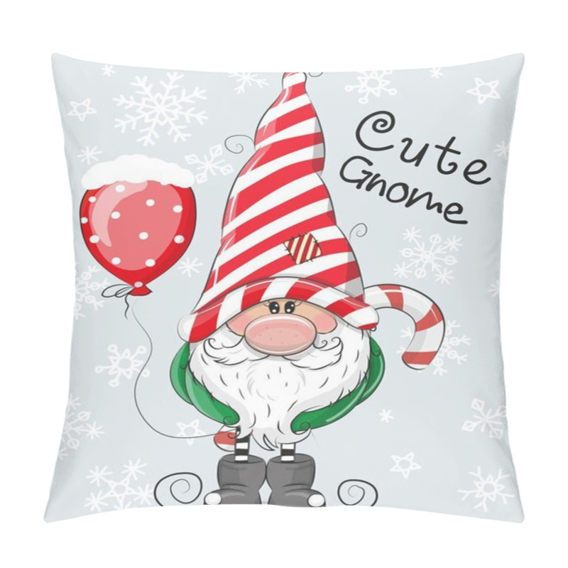 Personality  Cartoon Gnome On A Blue Background Pillow Covers