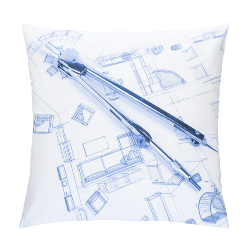 Personality  Compass And Blueprint Pillow Covers