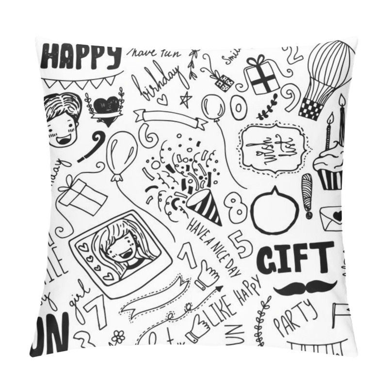 Personality  Birthday Party Cartoon Icons Background Pillow Covers