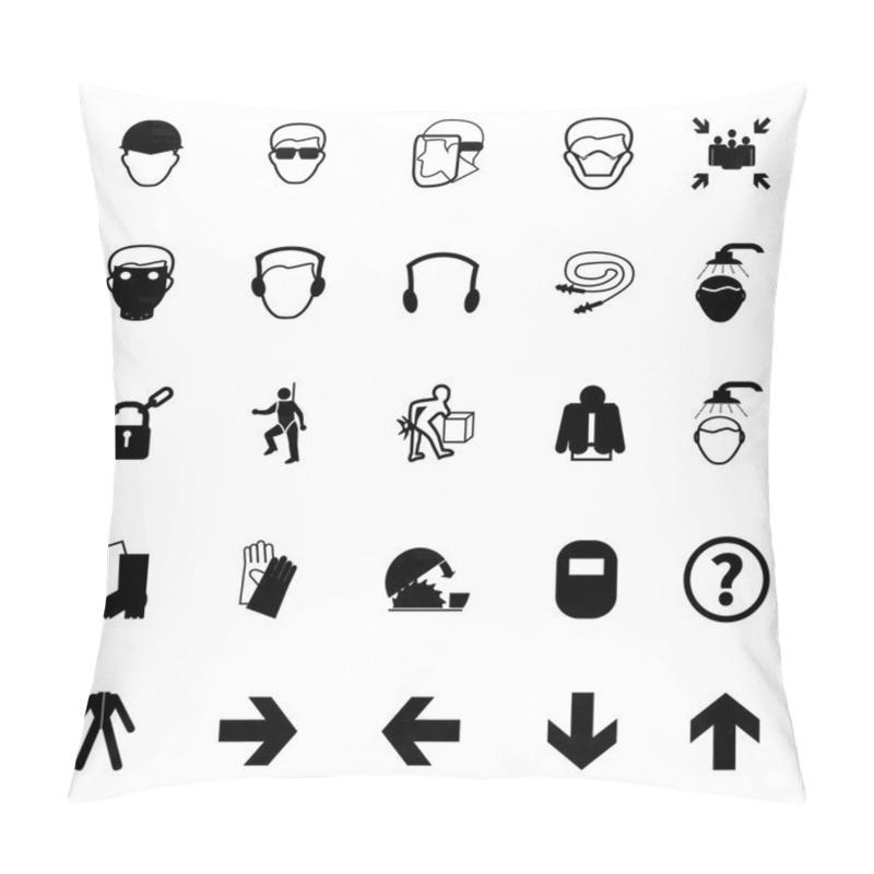 Personality  Mandatory Signs, Construction Health And Safety,Vector Illustrat Pillow Covers