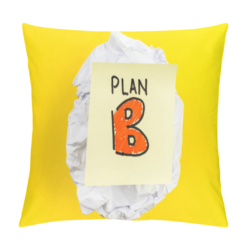 Personality  Plan B Message On Paper Ball And Yellow Background Pillow Covers