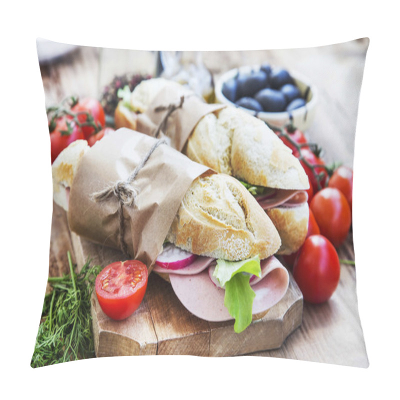 Personality  Ciabatta Sandwiches With Mortadella Ham, Lettuce And Radish Slic Pillow Covers