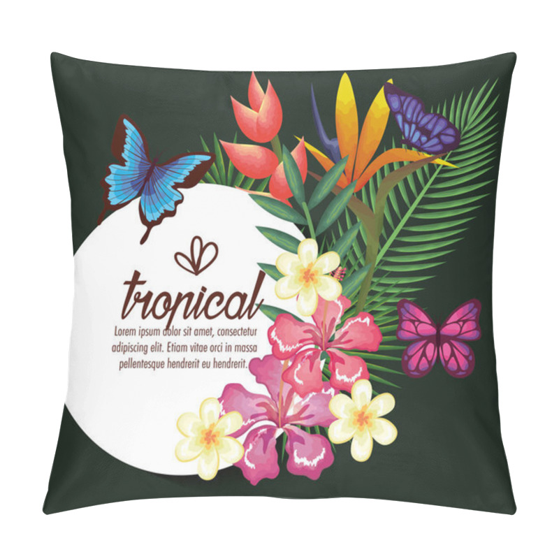 Personality  Tropical And Exotics Flowers With Butterflies Pillow Covers